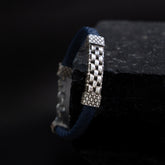 Checks Leather Silver Bracelet